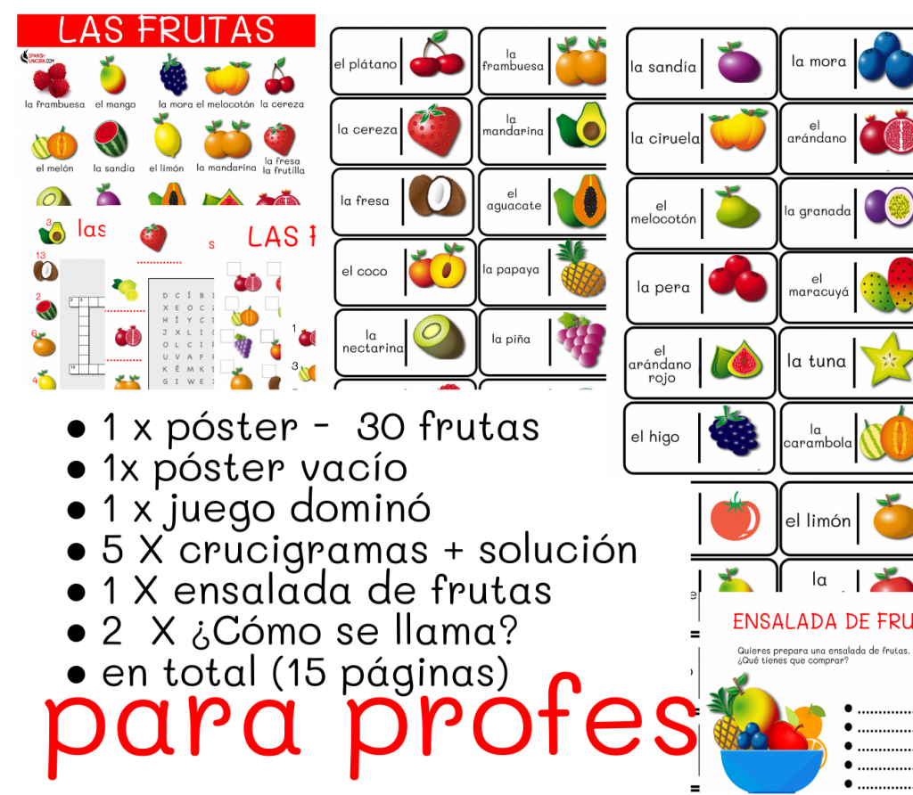 Las frutas en español, vocabulario y actividades online