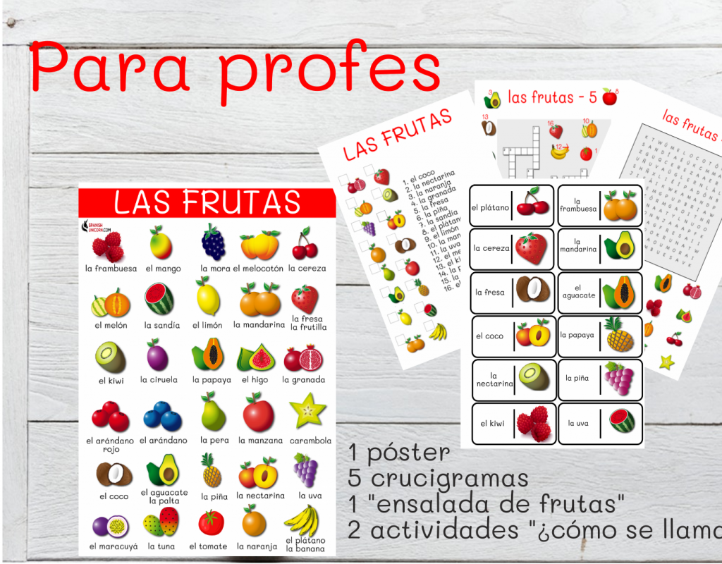 Las frutas en español, vocabulario y actividades online